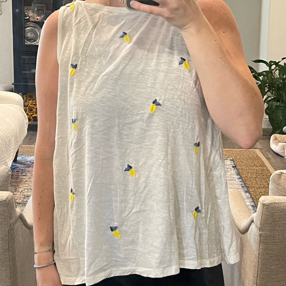 lemon embroidered tank
